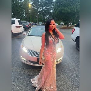 Rose Gold Corset Ball Gown Dress